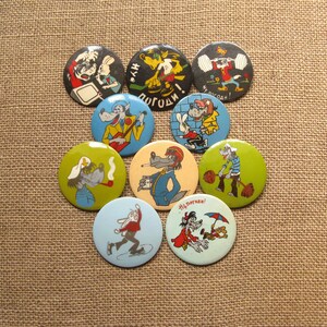 Vintage Duża Pin, Odznaka Dla Dzieci, Postacie Z Kreskówek, Nu Pogodi Pin, Lata 80., Odznaki Z Lat 80. Dla Kolekcjonerów, Niezwykłe Pins