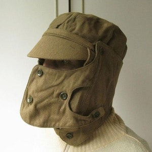 Vintage Military Hat, Authentic Hat, War Memorabilia, Afganistan Era, Soldiers Cap, Cap with Mask, Steampunk Gas