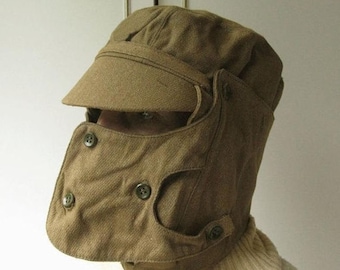 Vintage Military Hat, Authentic Hat, War Memorabilia, Afganistan Era, Soldiers Cap, Cap with Mask, Steampunk Gas