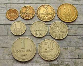 Tutte le monete nominali sovietiche, set completo di monete, collezione di monete, URSS per collezionisti, monete anni &#39;60, &#39;90, varie monete URSS