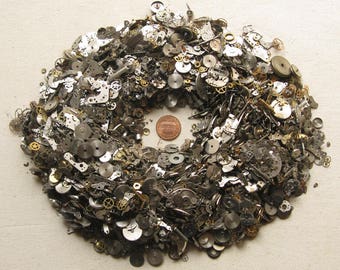 Vintage Wrist Watch Parts, Steampunk Gears, Mixed Media Supplies (20 gr)