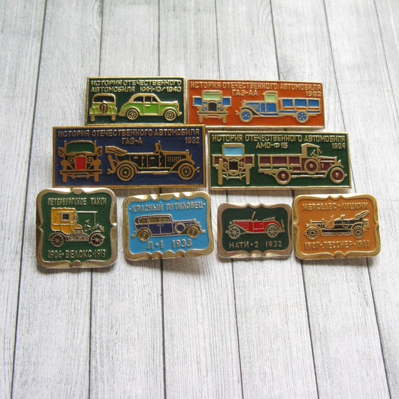 Soviet Car Pins, Vintage Automobile Brooch Collection