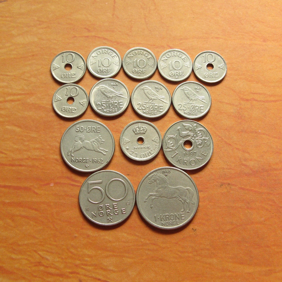 Norwin Coin Vintage Norwegian Coin Set: Animals, 10-50 øre, 1 Krone (14 Coins) - Etsy