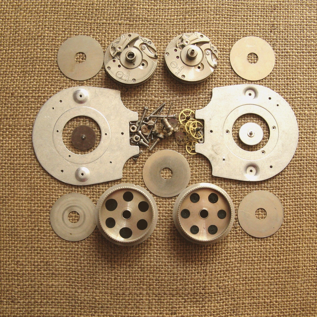 50 Vintage Clock Parts From Clock agat, Retro Metal Pieces, Metal Shop