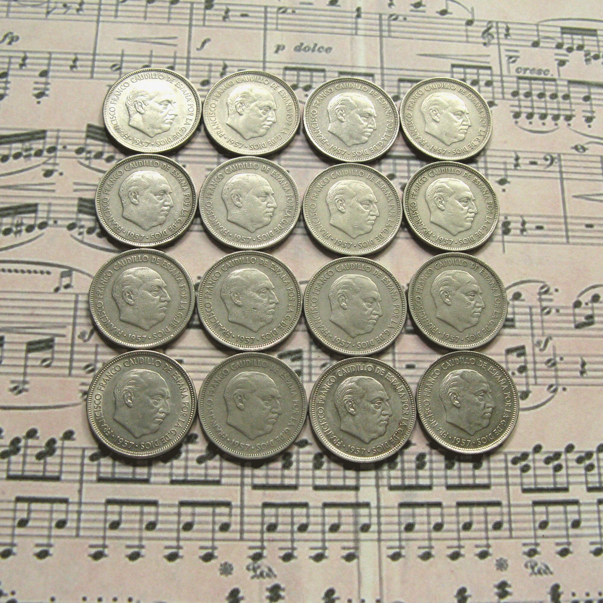 1957年スペイン5ペセタ硬貨：ヨーロッパ通貨、17枚セット - Etsy 日本