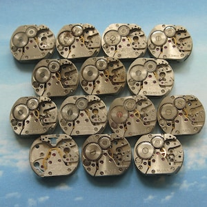Vintage Watch Movements: 13x16mm Steampunk Supplies, Set of 14