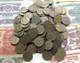 17 mm, Set Of 20 Coins, Vintage Coins Supplies, Jewelry Components, Small Coins, Circulated Coins, Metal Pieces, 2 Kopeks Coin