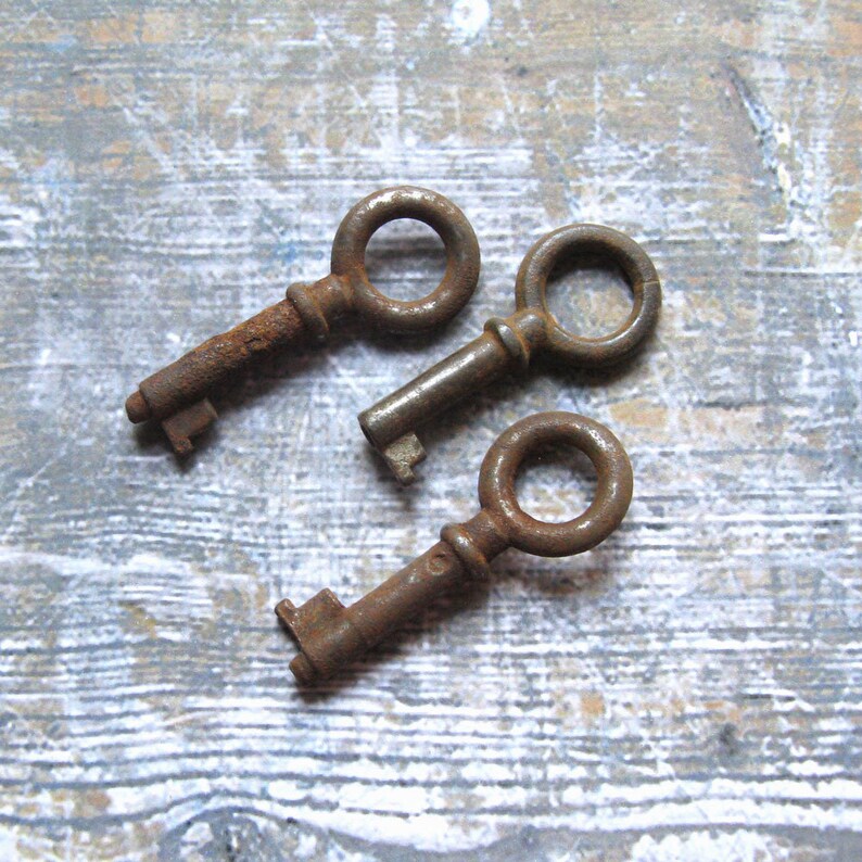 Vintage Metal Keys Silvertone Metal Key Rusty Hardware Etsy