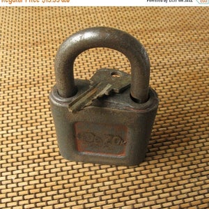 Antique Padlock, Wedding Lock, Love Lock and Key, Retro Lock, Collectible Lock, Rustic Barn Decor, Farmhouse Decor