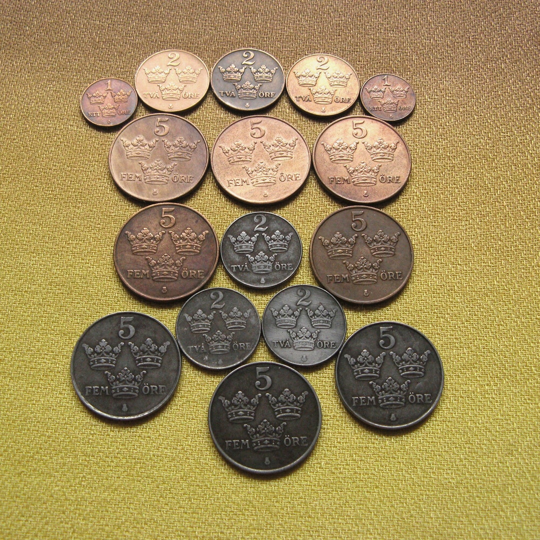 1939-1950 Swedish Øre Coins: Vintage World Currency, Jewelry Supplies ...