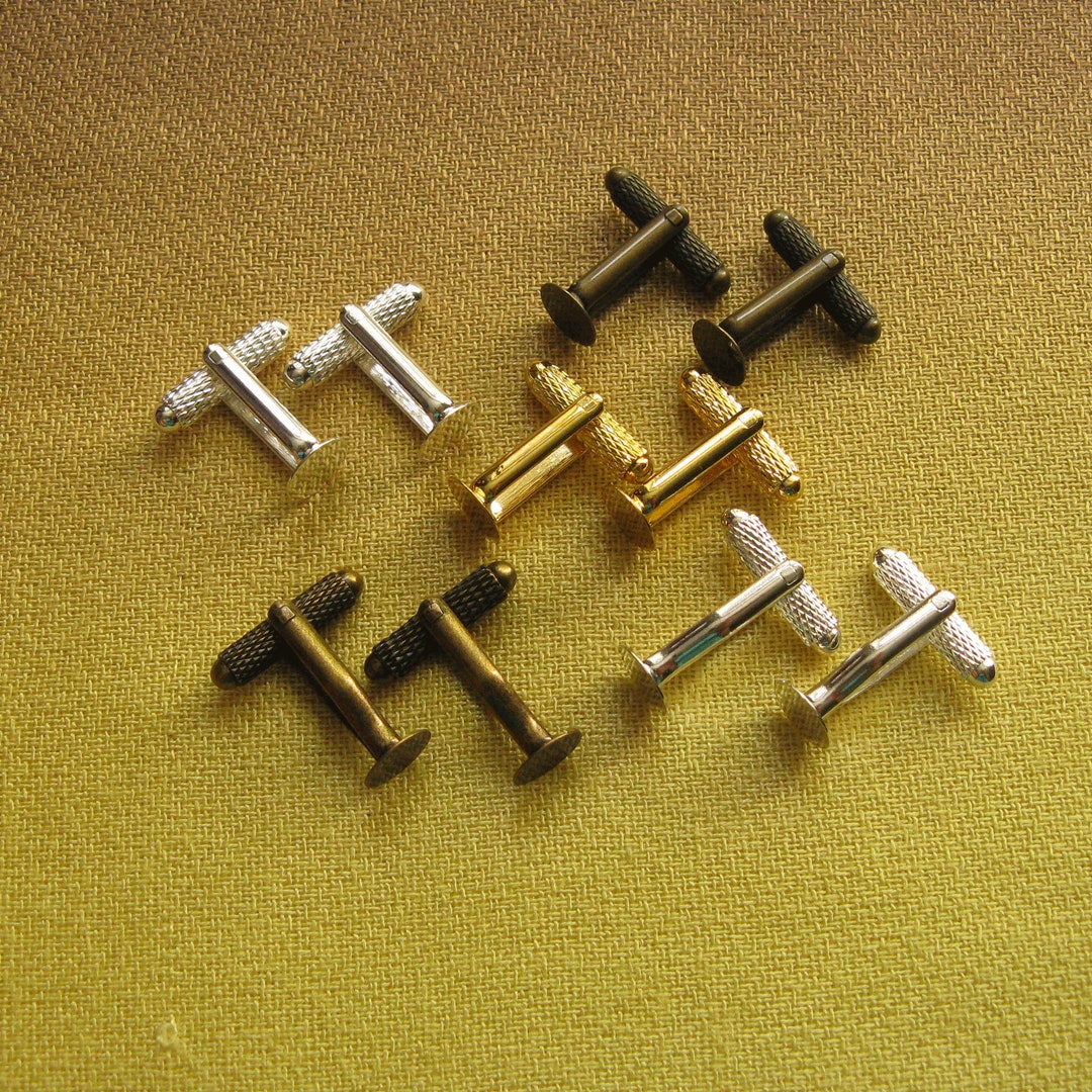 10pcs Cufflinks, Empty Tray Cufflinks, Cufflink Base, Metal Coated Cufflinks With 8mm Round Base