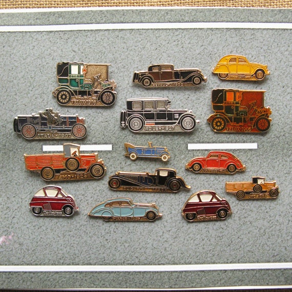 Vintage Car Pins: USSR Retro Automobile Badges, 1980s Set