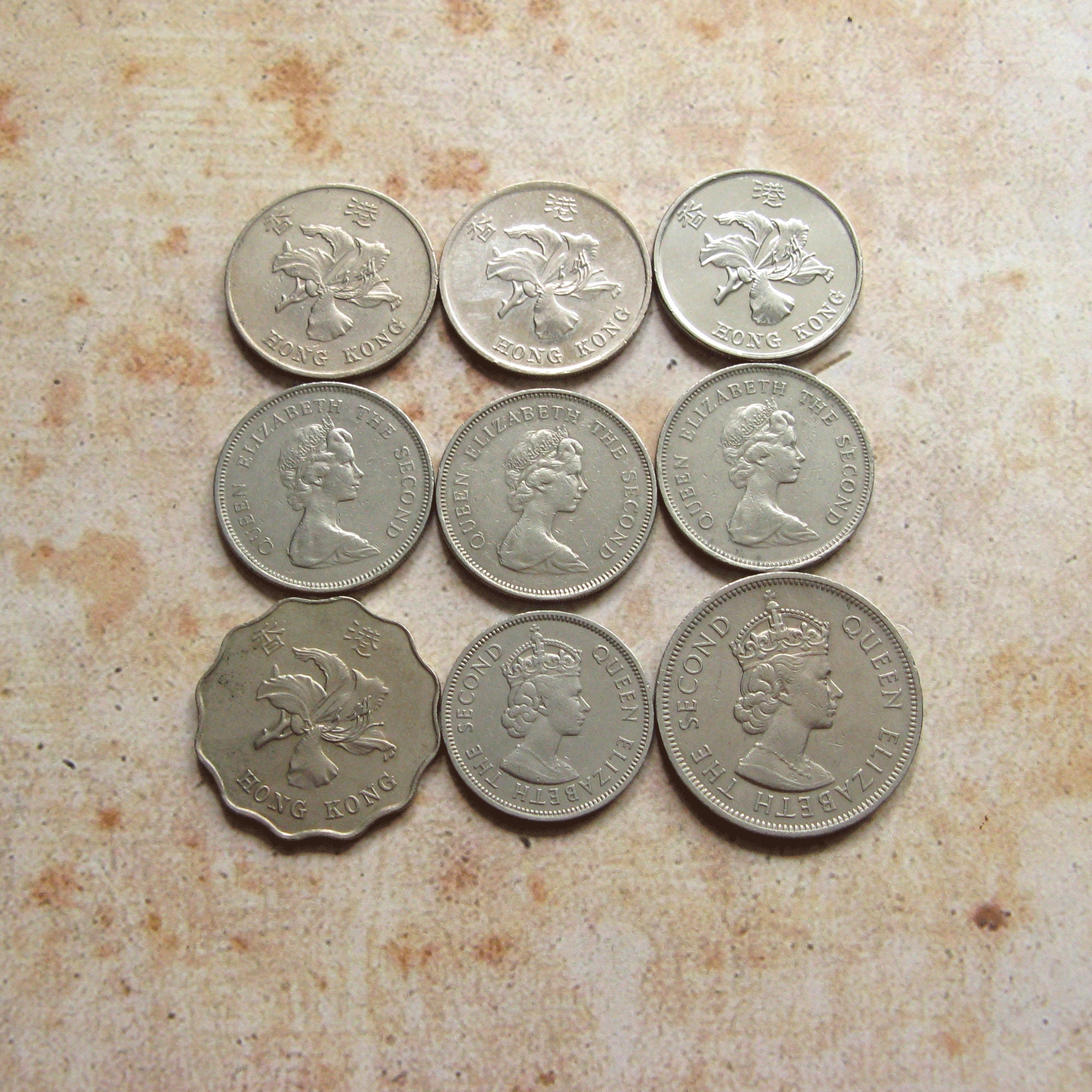 Hong Kong Dollars  香港廃盤硬貨６種類セット HONG KONG SET OF 6 COINS 10 CENTS - 5 DOLLARS FLOWER UNC | eBay