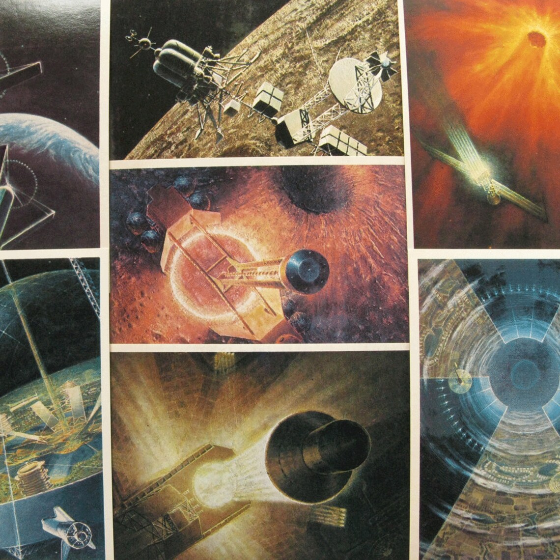 Vintage Space Theme Postcards Space Illustrations Space Etsy