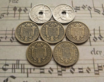 スペインのコイン50枚：スペイン・ペセタ通貨コレクション（1940-2001