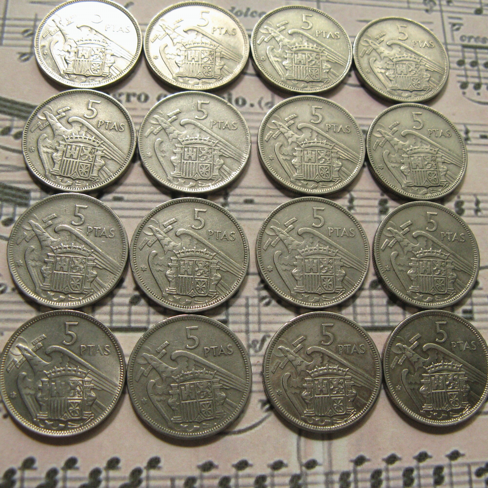 1957年スペイン5ペセタ硬貨：ヨーロッパ通貨、17枚セット - Etsy 日本