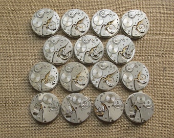 Movimientos de cronómetro vintage de la URSS (42 mm): Piezas Steampunk, fabricación de joyas - Juego de 15