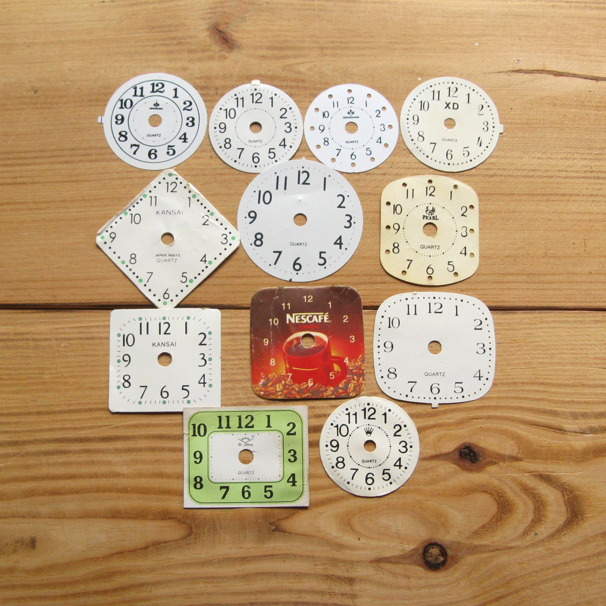 Vintage Clock Faces: Retro Paper Clock Parts, 1990s-2000s (set of 12 ...