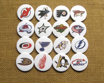 NHL Hockey All 32 Teams - 1 Pinback Buttons