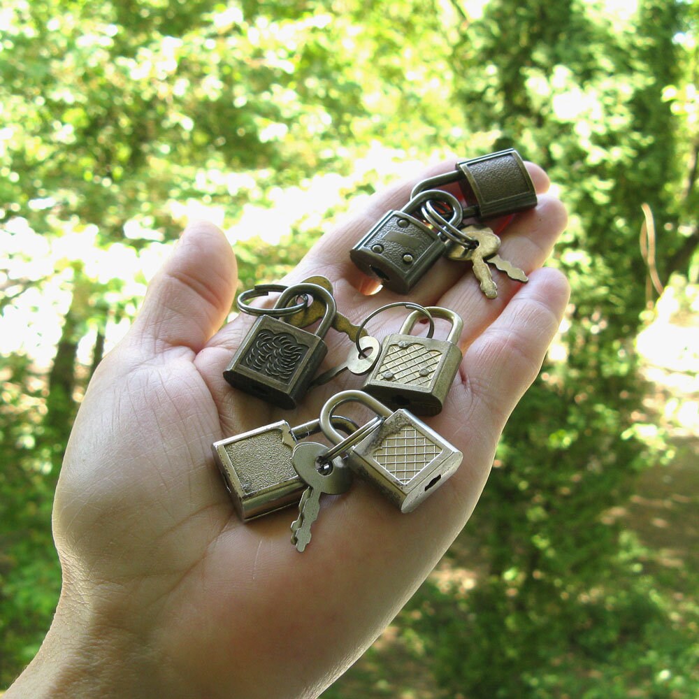 アンティーク南京錠セット：鍵付きの小さな素朴な愛の南京錠 - Etsy
