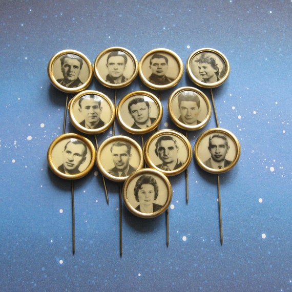 Vintage Soviet Cosmonaut Pins, Space Collectibles, 1970s, Set of 12