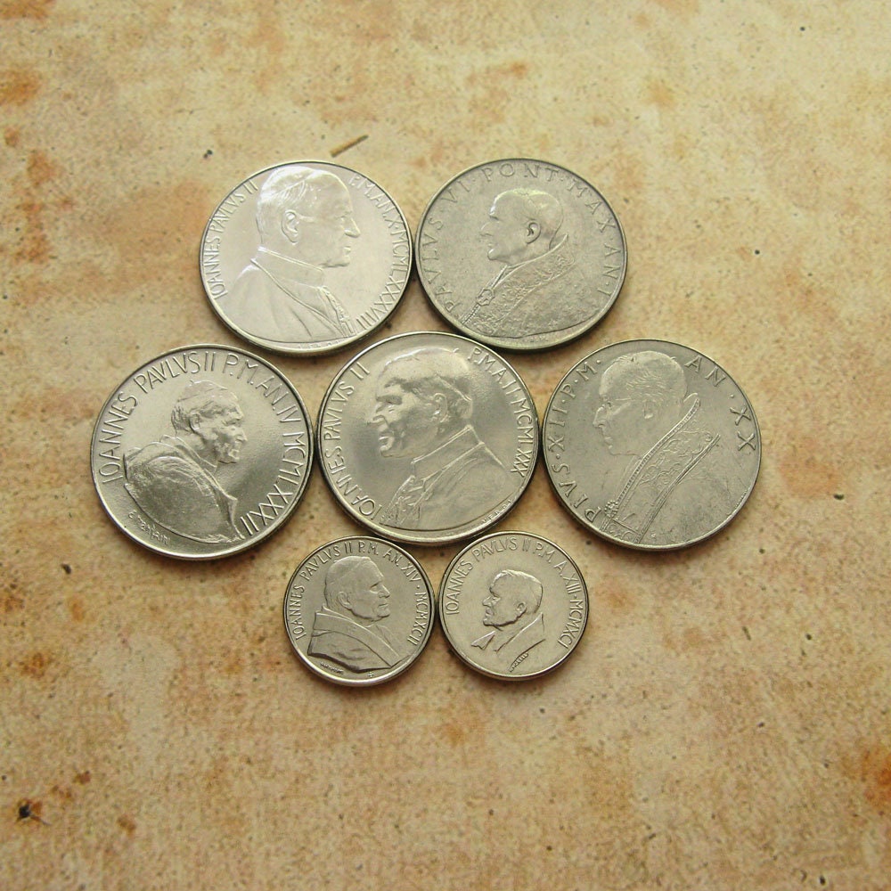 バチカン100リラ硬貨セット：1950年代～60年代のバチカン収集品 - Etsy