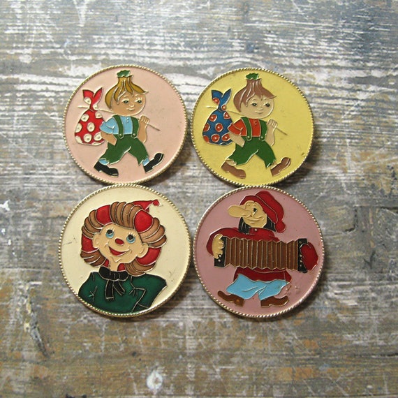 Vintage Cartoon Characters Pins, Fairy Tale Pin, C