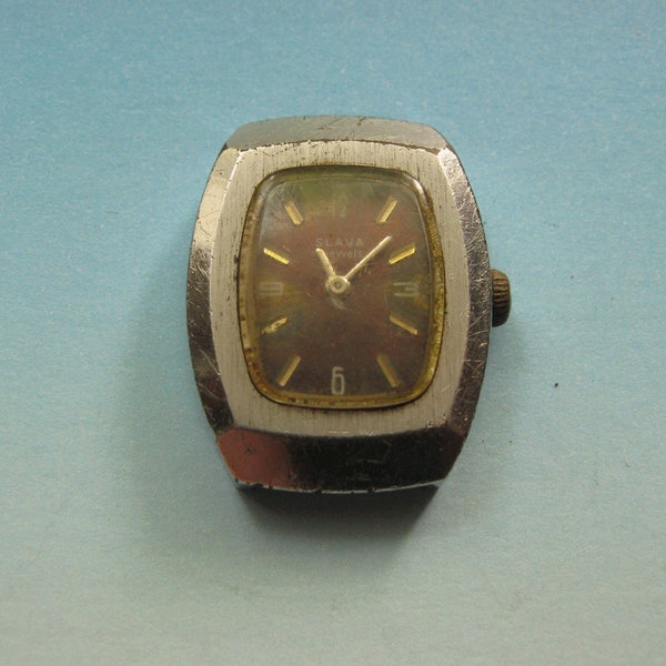 Wrist Watch Slava for Parts or for Repairs, Watch for Restoration, Mixed Media Steampunk, Lot of Finds, Antique Watches