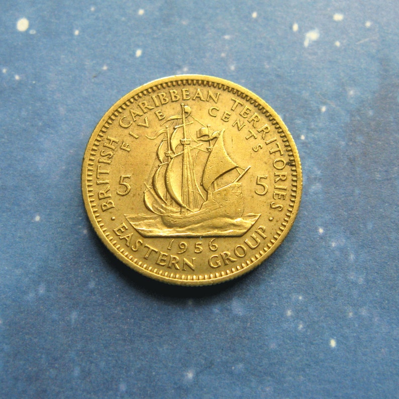 Coins from British Caribbean Territories 1956 Five Cents Coin Boat Coins British Caribbean Territories Coins 5 Cents