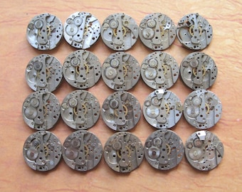 Mouvements de montre vintage : fournitures Steampunk, pièces de montre (lot de 20)