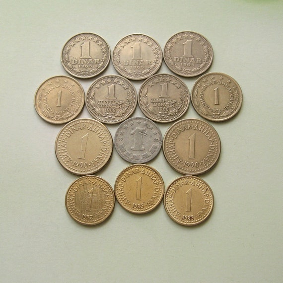 ユーゴスラビアディナール硬貨セット、1955-1990年、ジュエリー製作の