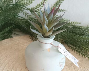 Small turquoise and gold perfume diffuser vase