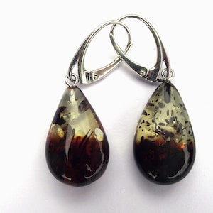 Baltic Amber & Sterling Silver Teardrop Earrings