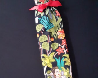 Frida Kahlo extra long Hot water bottle with cover, heat pack, bed warmer, hot water bottle cover, snuggly bed warmer,