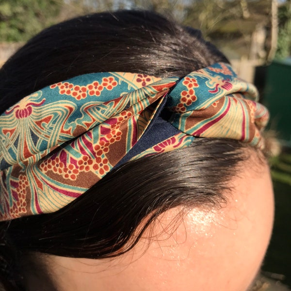 Liberty headband, knotted headband, turban, wide hair band, hair accessory, tana lawn headband, twist headband, bandana