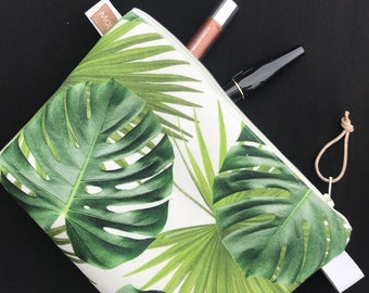 Botanical palm and plant print Makeup bag, cosmetics bag,travel bag, washbag, perfect present, teenage gift, Christmas