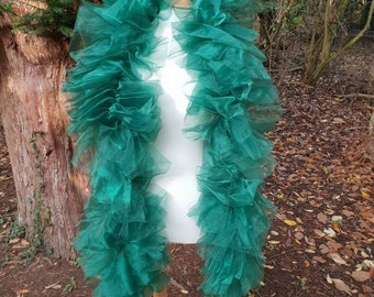 Luxury organza boa- bottle/forest green - 6' long - BURLESQUE showgirl costume