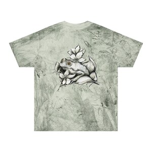 Color Blast Unisex T-Shirt, Urban Style with Animal Spirit Tattoo Design, Frog and Flowers, Itziar Aguado, Gift Idea