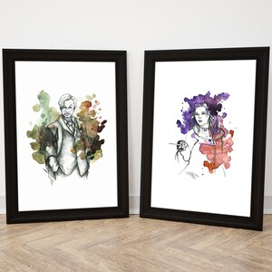 Aquareltekening gebaseerd op de magische wereld, personages uit de Harry Potter-saga, bondgenoten en leden van de Orde van de Feniks