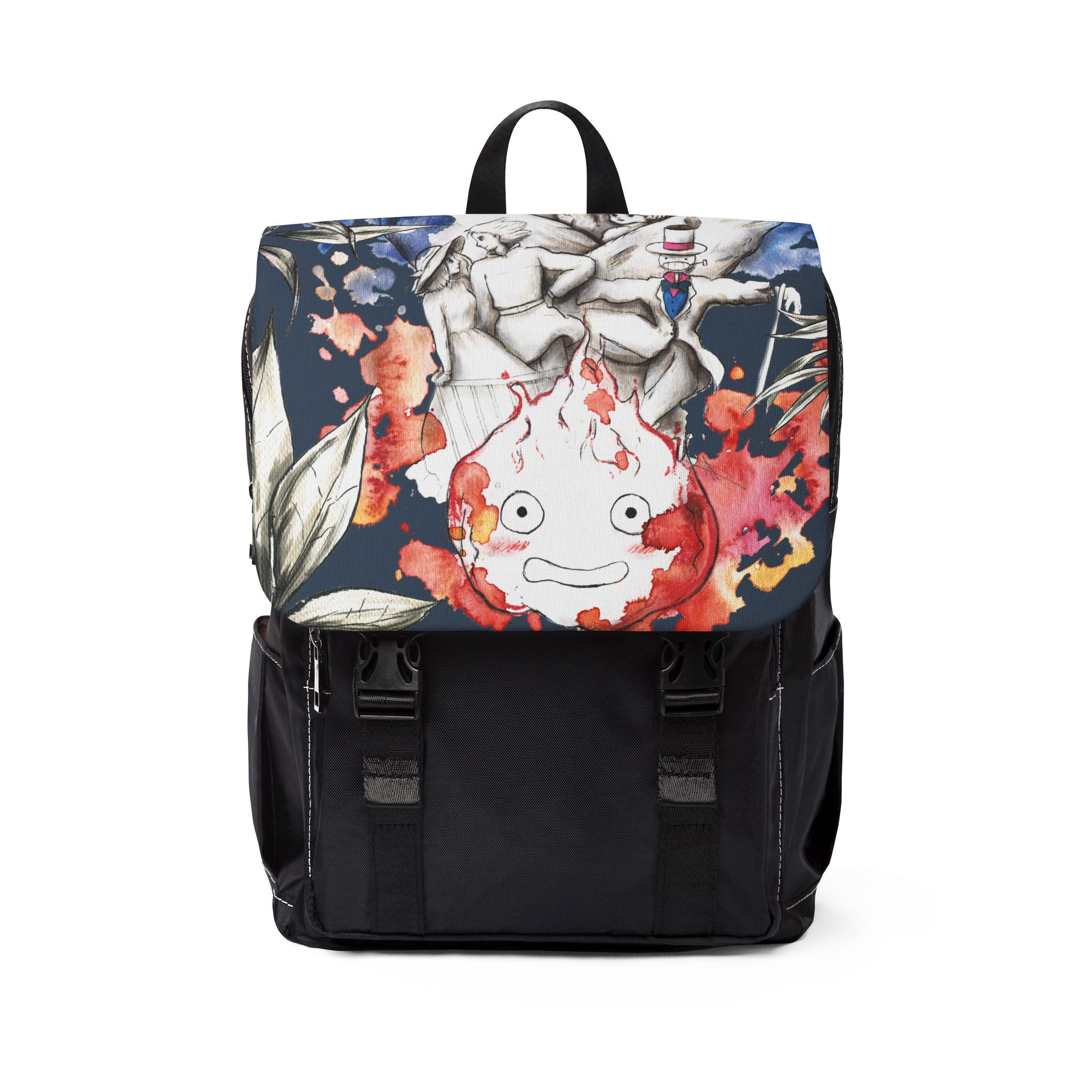 howls moving castle mini backpack Amazon.com | Loungefly Studio Ghibli Howl's Calcifer Print BROWN NONE Studio Ghibli Howl's Moving Castle
