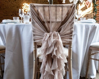 Chiffon Hoods With Ruffles Wedding Chiavari Chair Decor 21 Colours Available