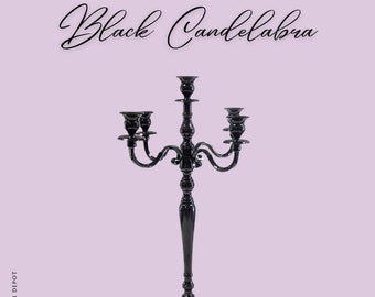 Candelabro negro de 5 brazos, 80cm y 60cm, tamaño disponible, decoración del hogar, centro de mesa de boda, pasillo