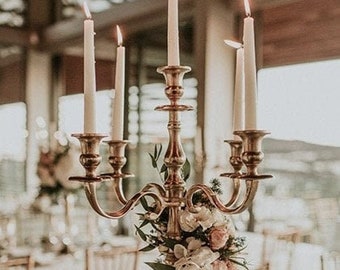 Candelabri in oro francese a 5 bracci 3 misure disponibili Decorazioni per la casa Centrotavola per matrimoni Navata