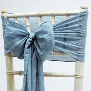 Cheesecloth Sash Bow 12 Colours Available Wedding Chair Decor Dusty blue