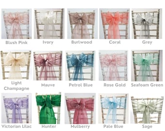 Silk Organza Chair Sash Colours Available Wedding Event Decor