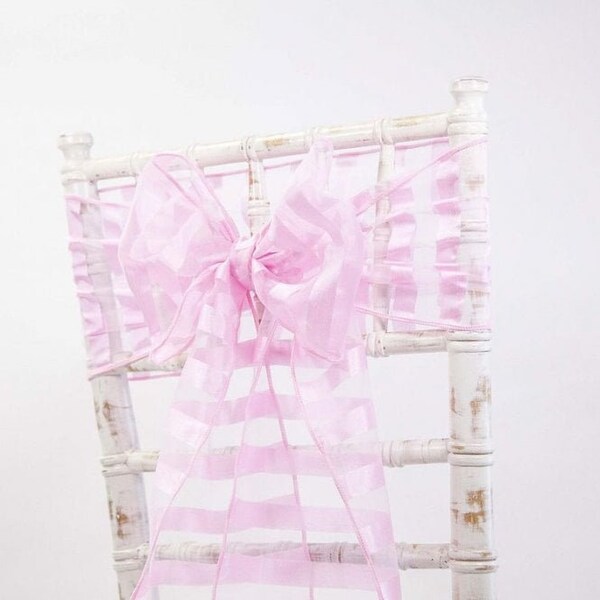 Organza Sash Vertical Stripe Various Colours Available Party Wedding Event Chair Bow Decor