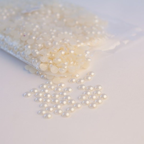 Demi-perles décoratives pour vases, dispersion de table 10 mm - 2000 pcs Perles décoratives blanches/ivoires Perles d'art et d'artisanat