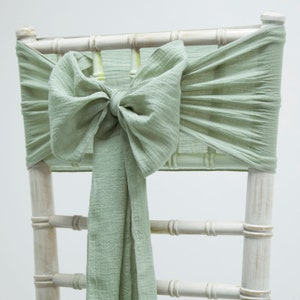 Cheesecloth Sash Bow 12 Colours Available Wedding Chair Decor Dusky Sage