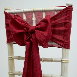 Cheesecloth Sash Bow 12 Colours Available Wedding Chair Decor Garnet