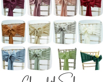 Noeud de ceinture en étamine, 12 couleurs disponibles, décoration de chaise de mariage